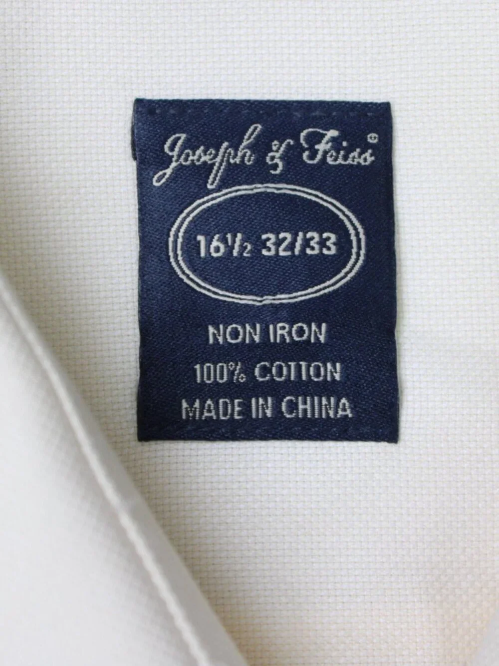 Joseph & Feiss Shirt Mens 16 1/2, 32/33 Yellow Non-Iron 100% Cotton Long Sleeve